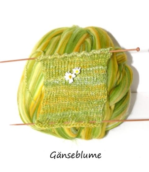 NEU Merino/Seide, Gänseblume - Grün Weiss Gelb